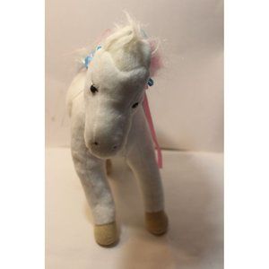 Douglas Cuddle Toy Horse Pony Plush 12" White Rainbow Mane Tail
